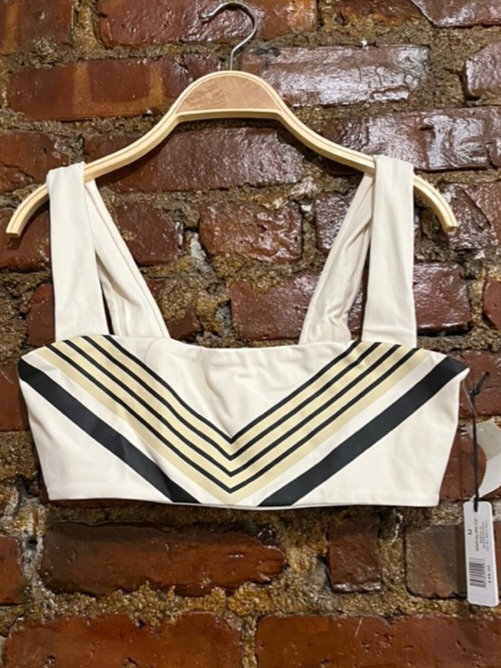 NWT WeWoreWhat sports top cream chevron stripe